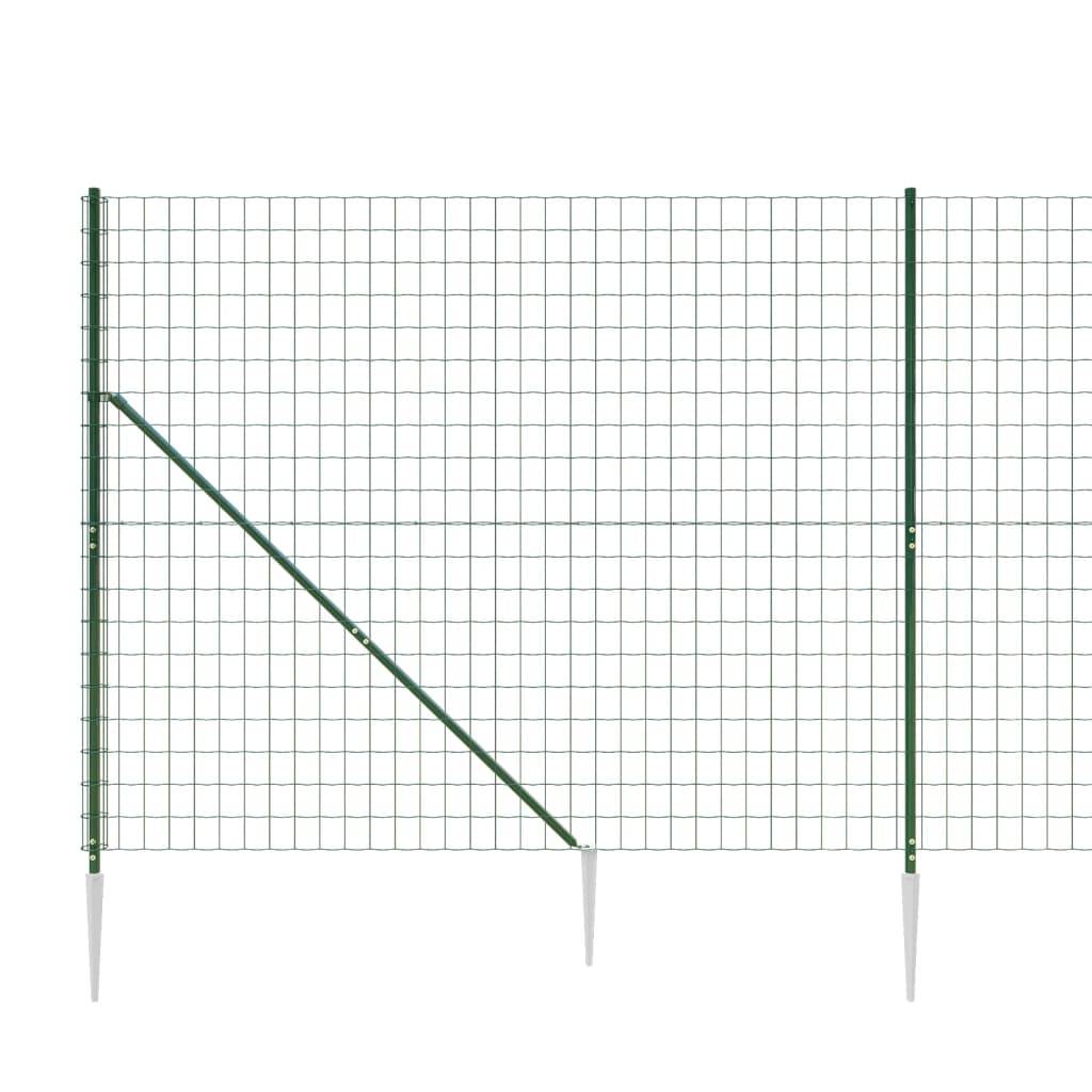 vidaXL Maschendrahtzaun mit Bodenhülsen Grün 1,6x25 m