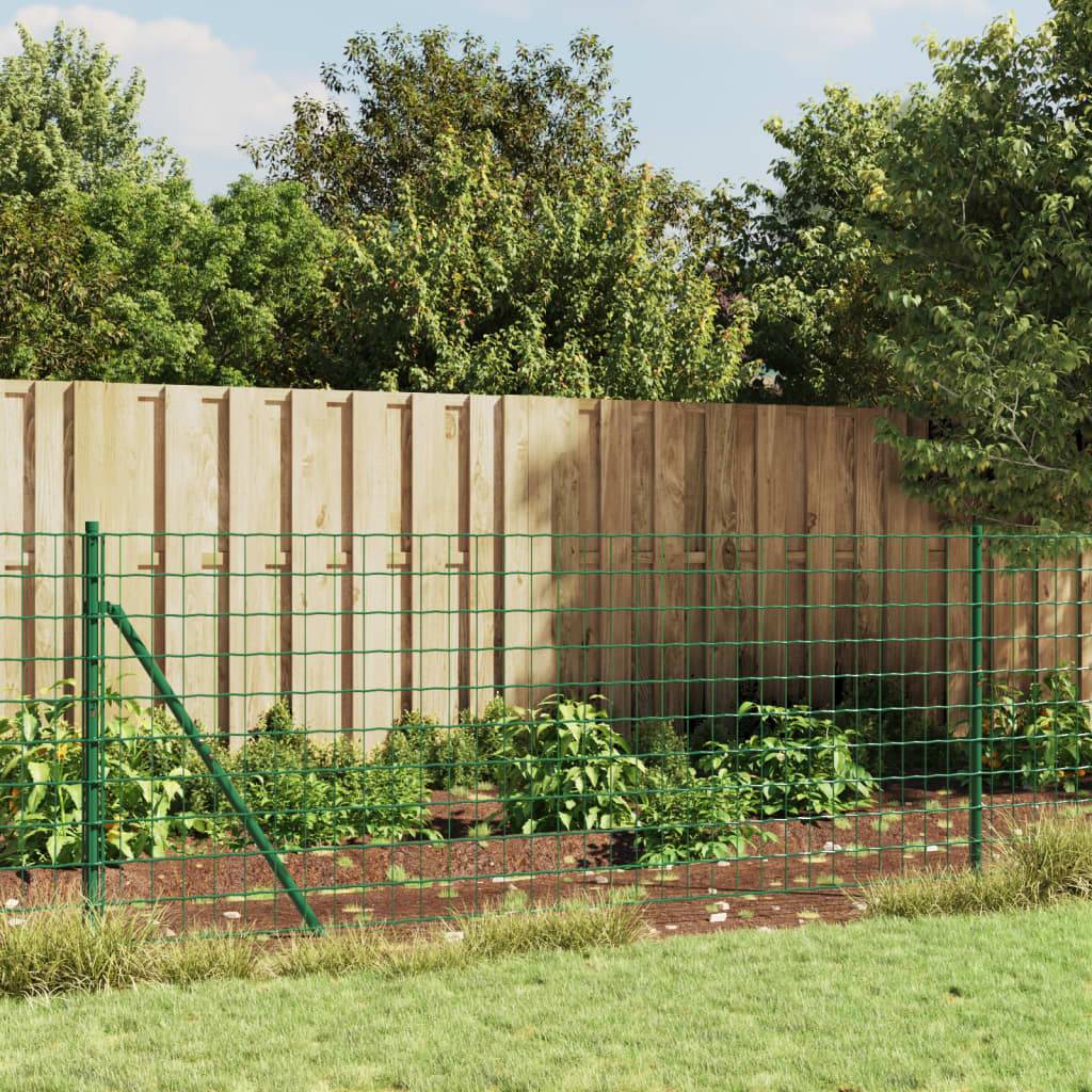 vidaXL Maschendrahtzaun mit Bodenhülsen Grün 0,8x25 m