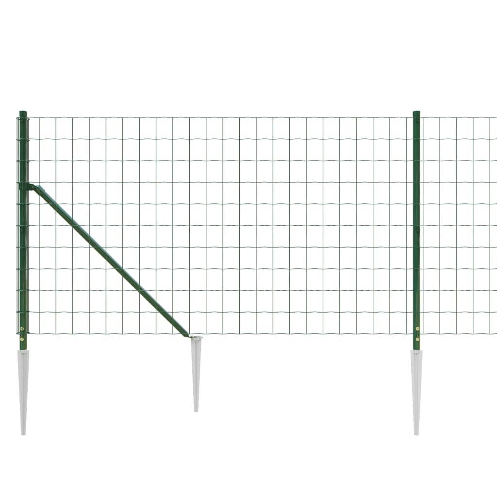 vidaXL Maschendrahtzaun mit Bodenhülsen Grün 0,8x25 m