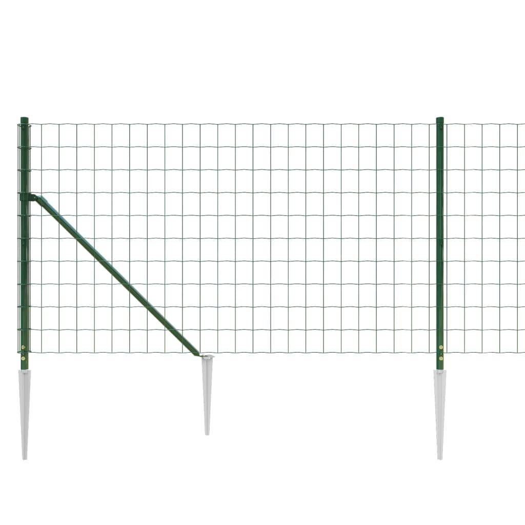 vidaXL Maschendrahtzaun mit Bodenhülsen Grün 0,8x10 m
