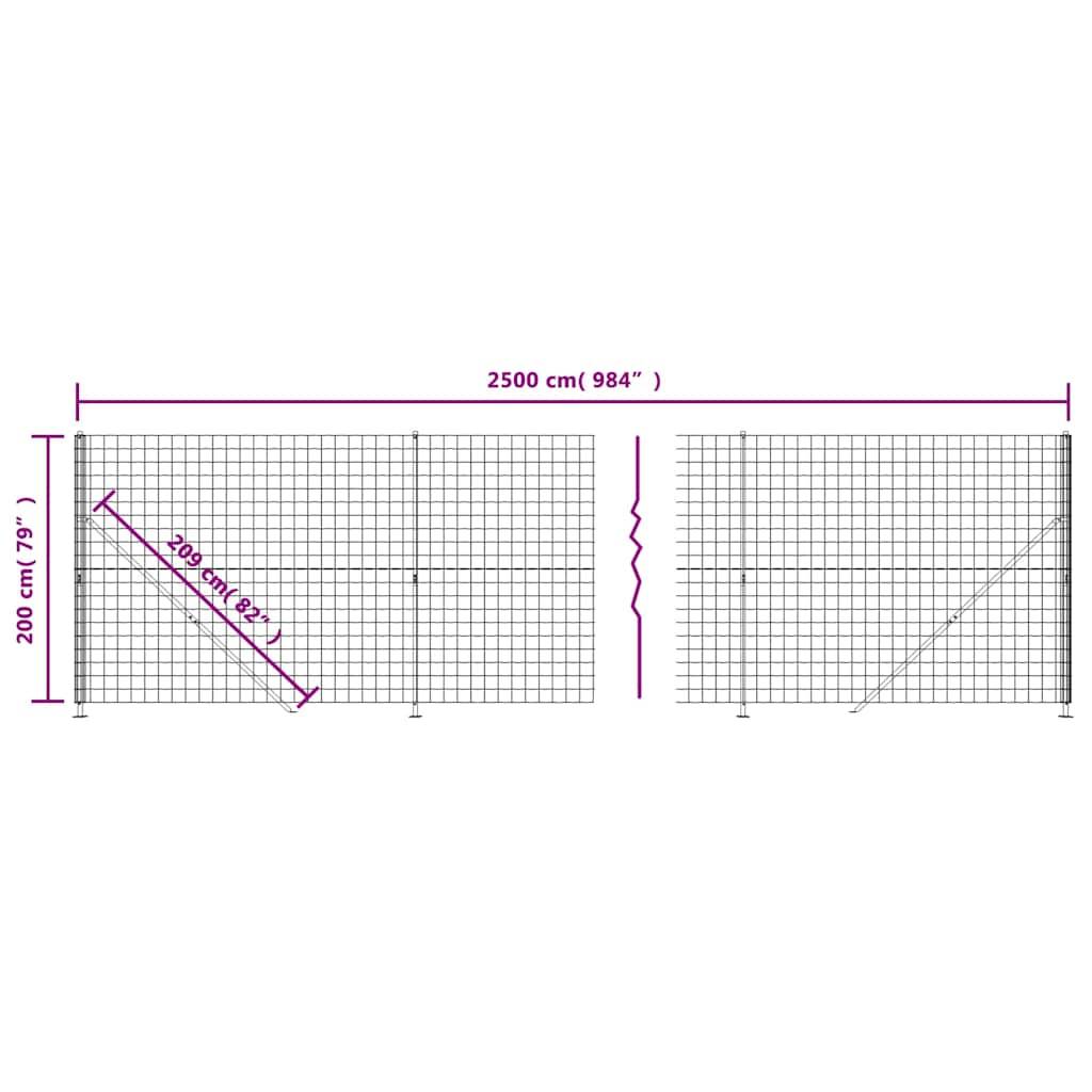 vidaXL Maschendrahtzaun mit Bodenflansch Anthrazit 2x25 m