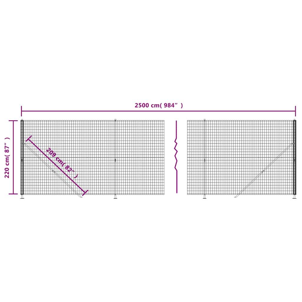 vidaXL Maschendrahtzaun mit Bodenflansch Anthrazit 2,2x25 m