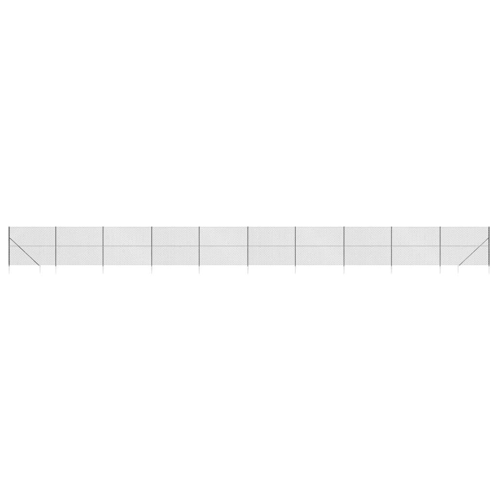 vidaXL Maschendrahtzaun mit Bodenhülsen Anthrazit 2,2x25 m