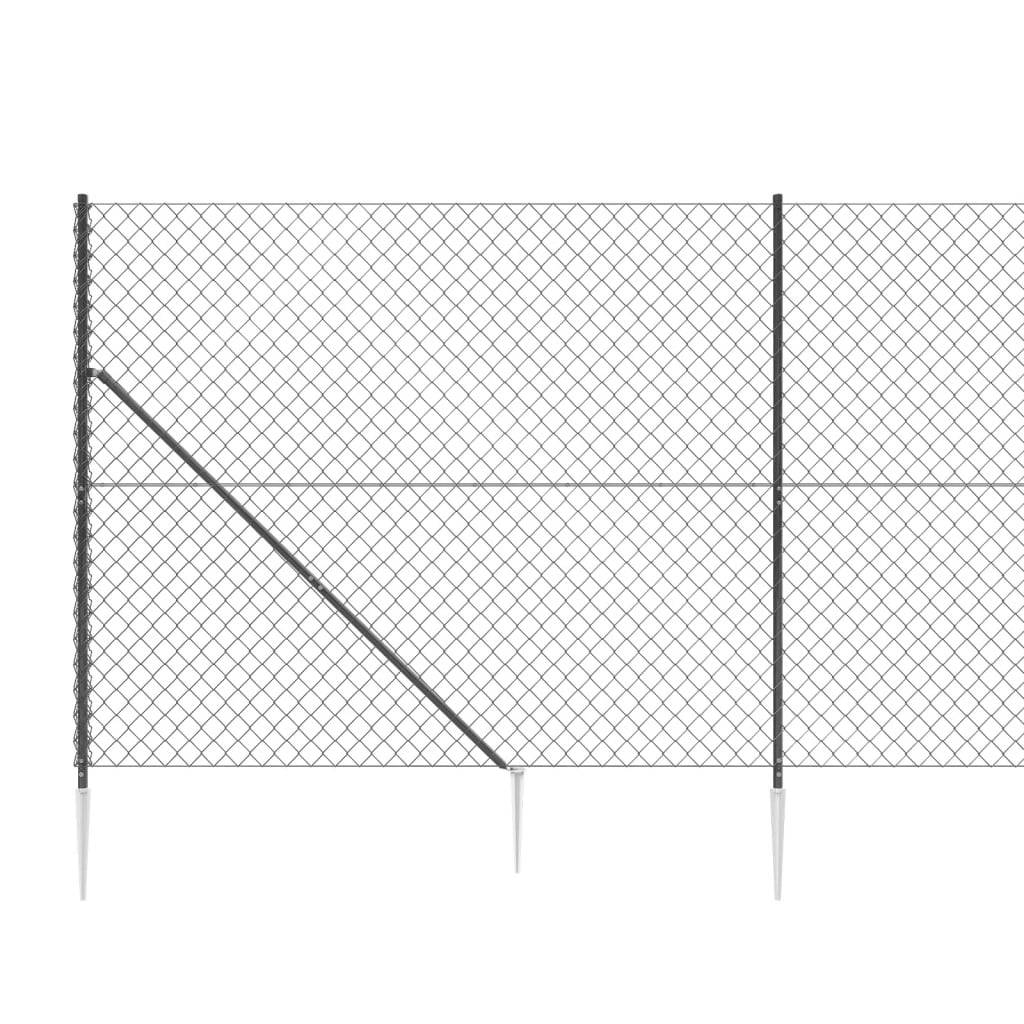 vidaXL Maschendrahtzaun mit Bodenhülsen Anthrazit 2,2x25 m