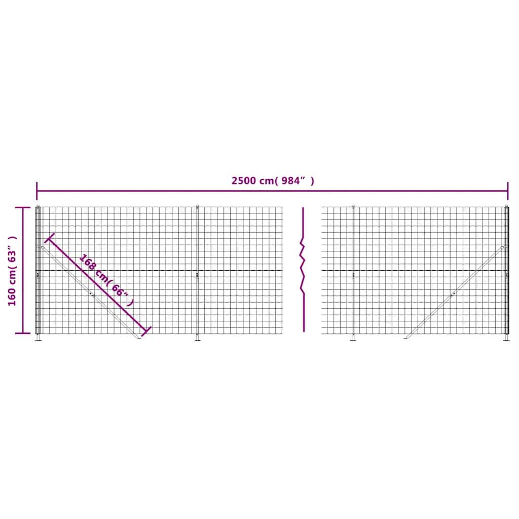vidaXL Maschendrahtzaun mit Bodenflansch Anthrazit 1,6x25 m