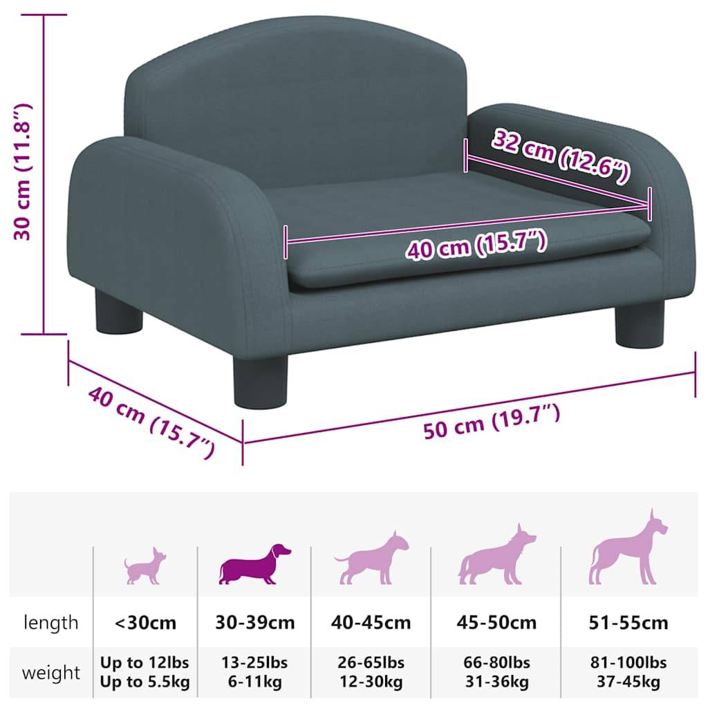 vidaXL Hundebett Dunkelgrau 50x40x30 cm Stoff