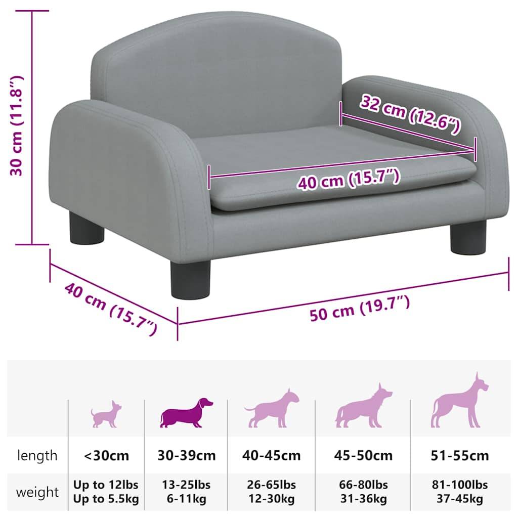 vidaXL Hundebett Hellgrau 50x40x30 cm Stoff