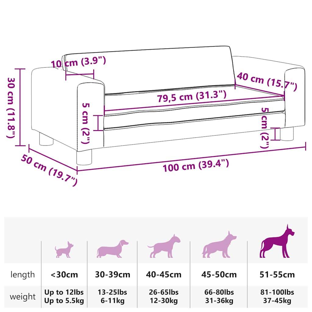 vidaXL Hundebett mit Verlängerung Braun 100x50x30 cm Kunstleder
