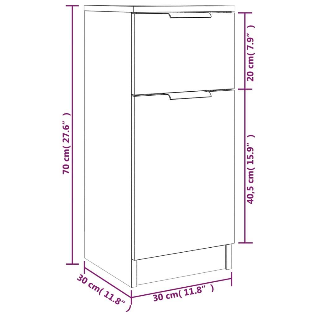vidaXL Sideboards 2 Stk. Schwarz 30x30x70 cm Holzwerkstoff