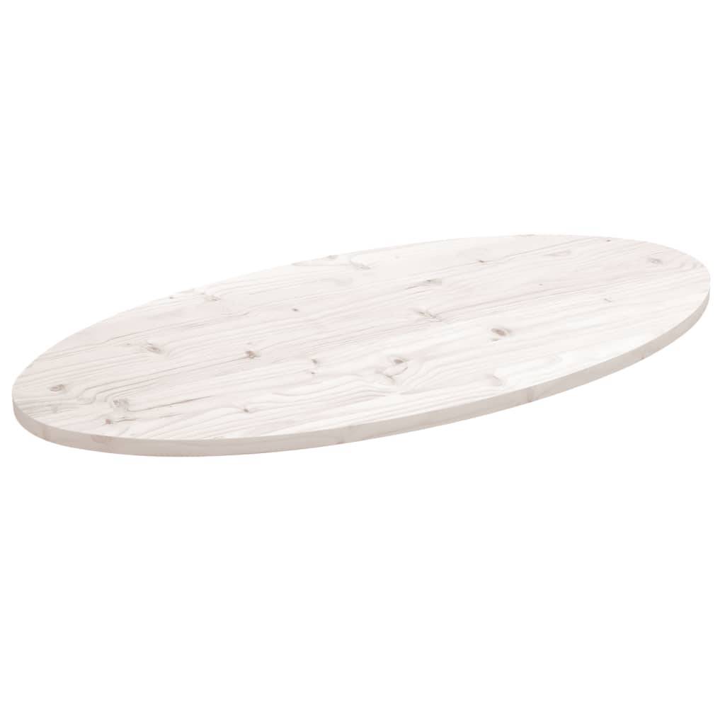 vidaXL Tischplatte Weiß 100x50x2,5 cm Massivholz Kiefer Oval