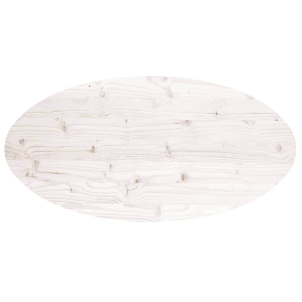 vidaXL Tischplatte Weiß 100x50x2,5 cm Massivholz Kiefer Oval