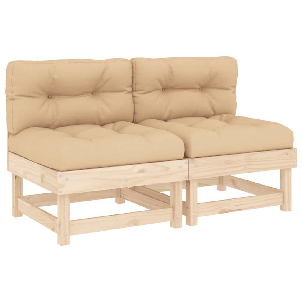 vidaXL Mittelsofas mit Kissen 2 Stk. Massivholz Kiefer