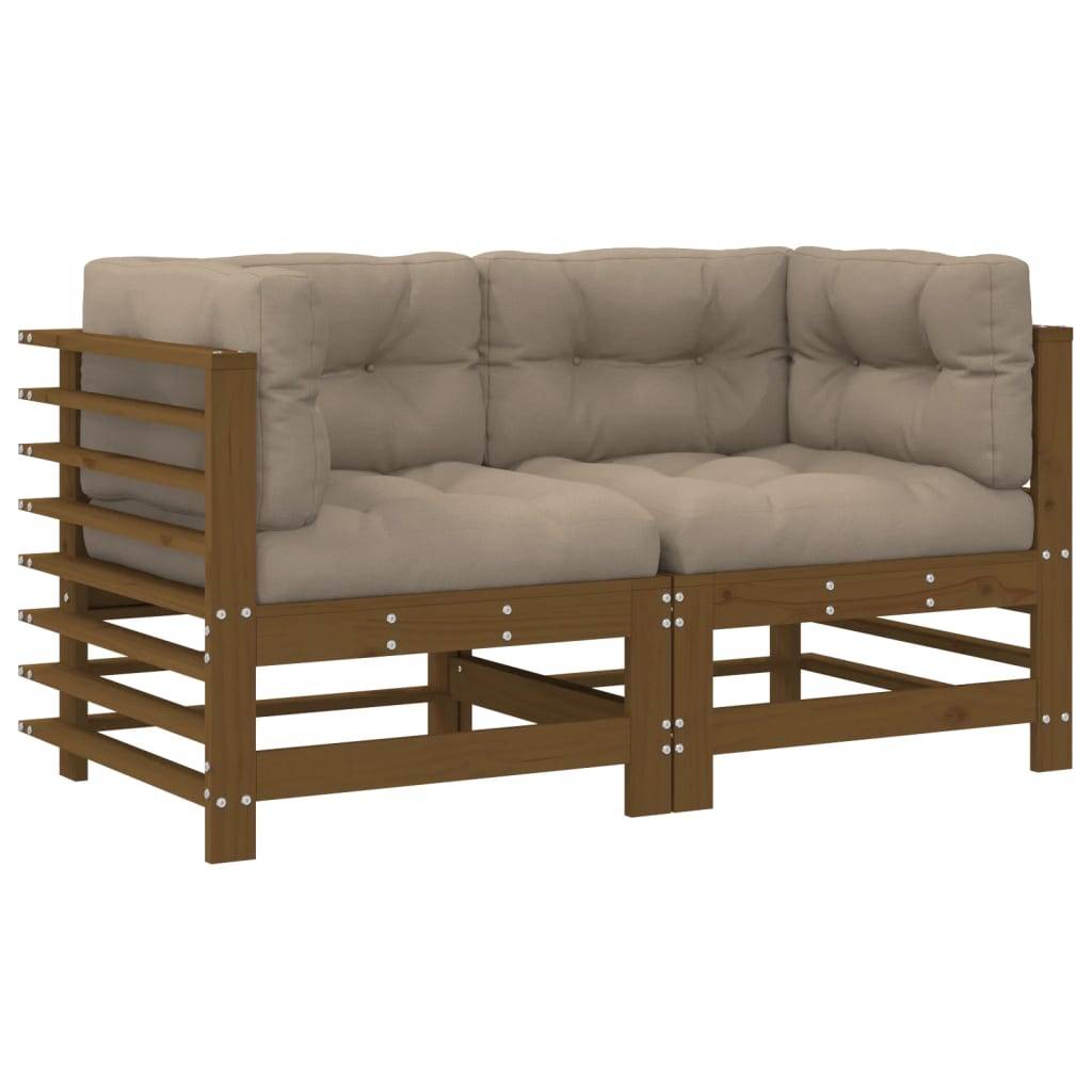 vidaXL Ecksofas mit Kissen 2 Stk. Honigbraun Massivholz Kiefer