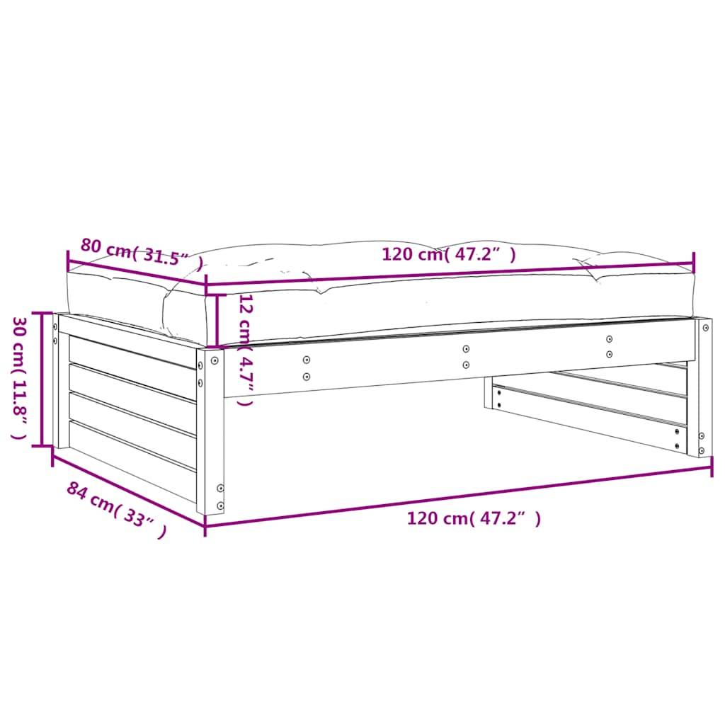 vidaXL Gartenhocker Schwarz 120x80 cm Massivholz Kiefer
