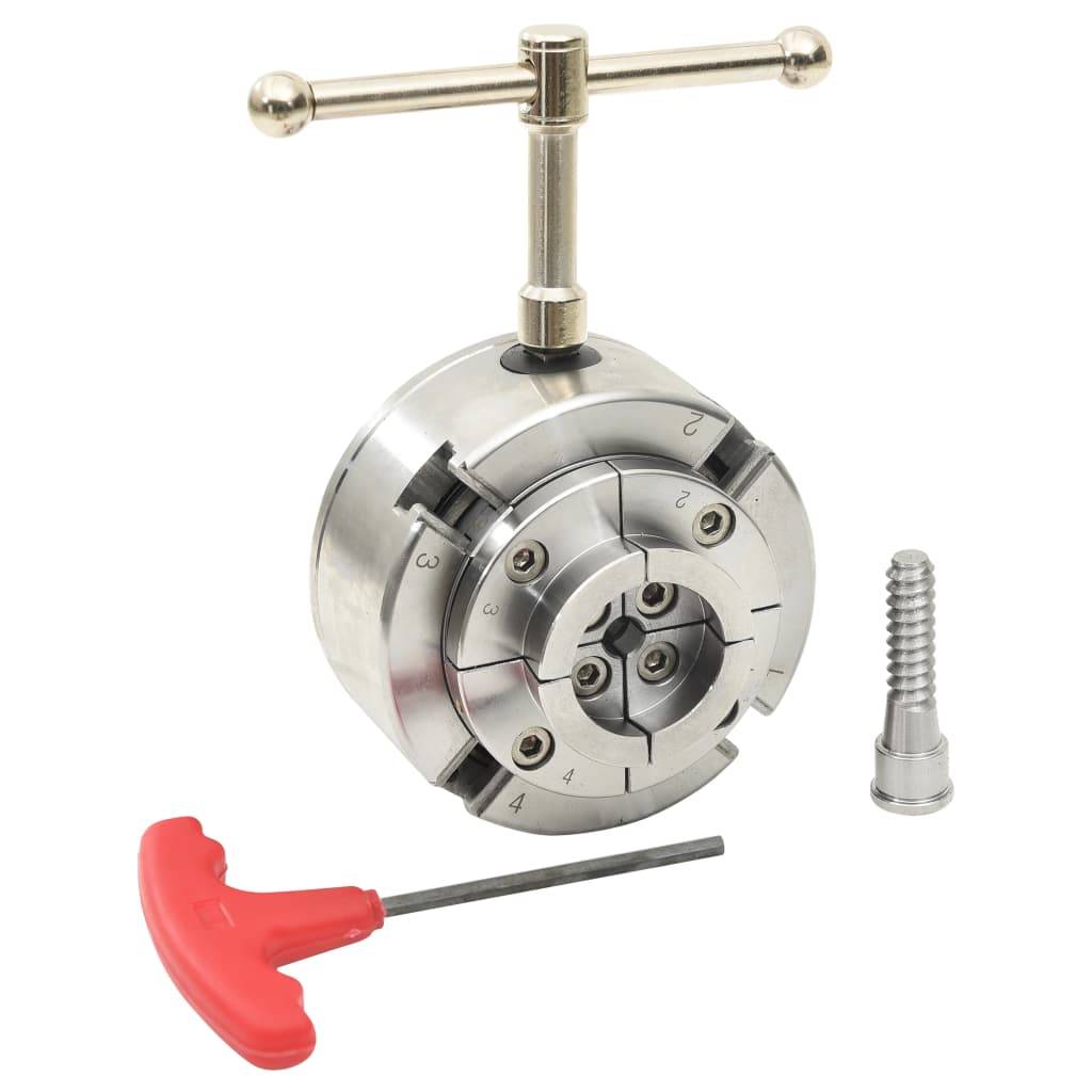 vidaXL 4-Backen-Drechselfutter mit M33 Aufnahme Stahl Silbern 96 mm