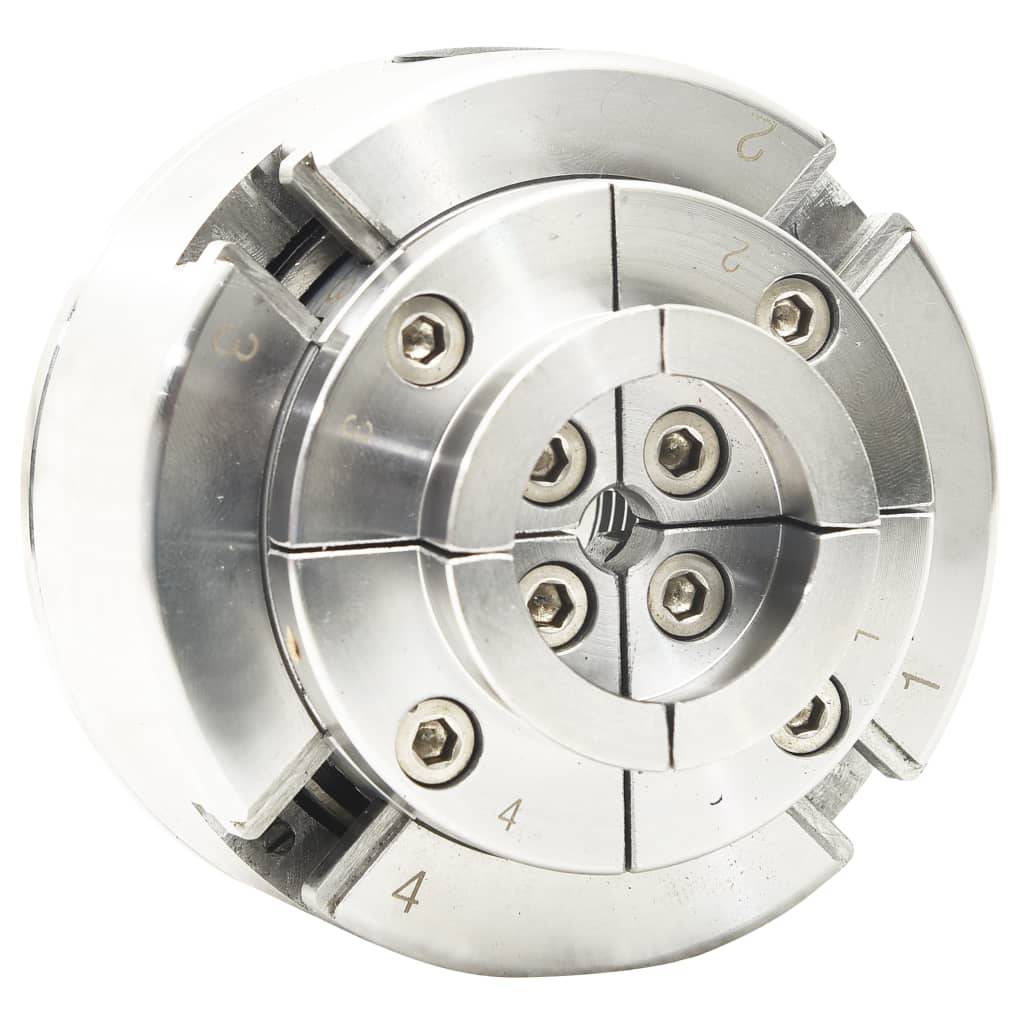 vidaXL 4-Backen-Drechselfutter mit M33 Aufnahme Stahl Silbern 96 mm