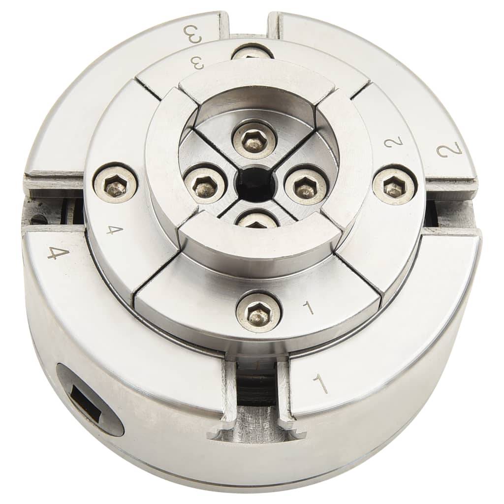 vidaXL 4-Backen-Drechselfutter mit M33 Aufnahme Stahl Silbern 96 mm