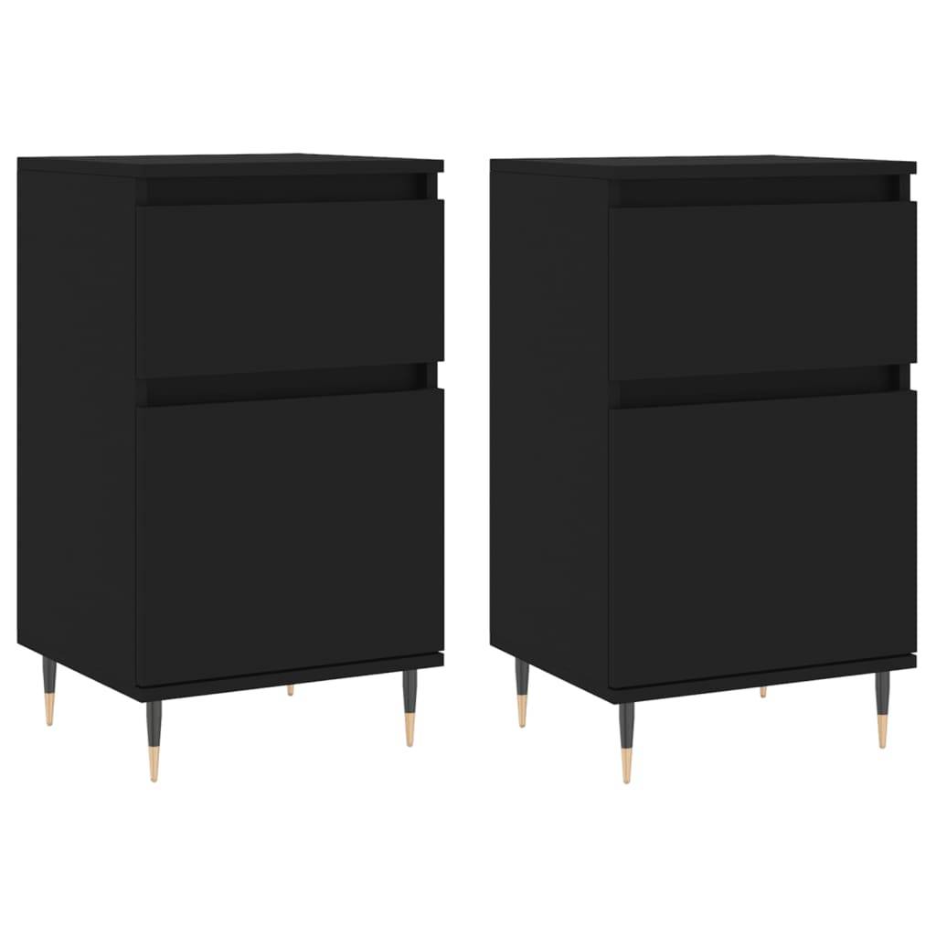 vidaXL Sideboards 2 Stk. Schwarz 40x35x70 cm Holzwerkstoff