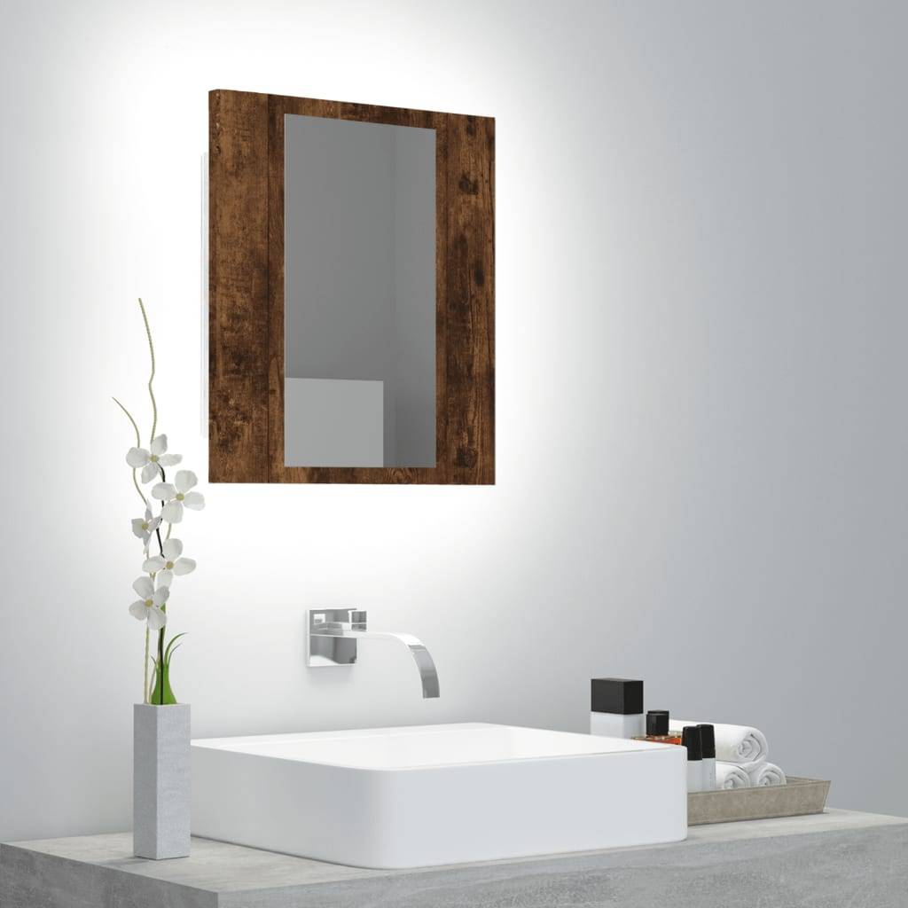vidaXL LED-Spiegelschrank Räuchereiche 40x12x45 cm Holzwerkstoff