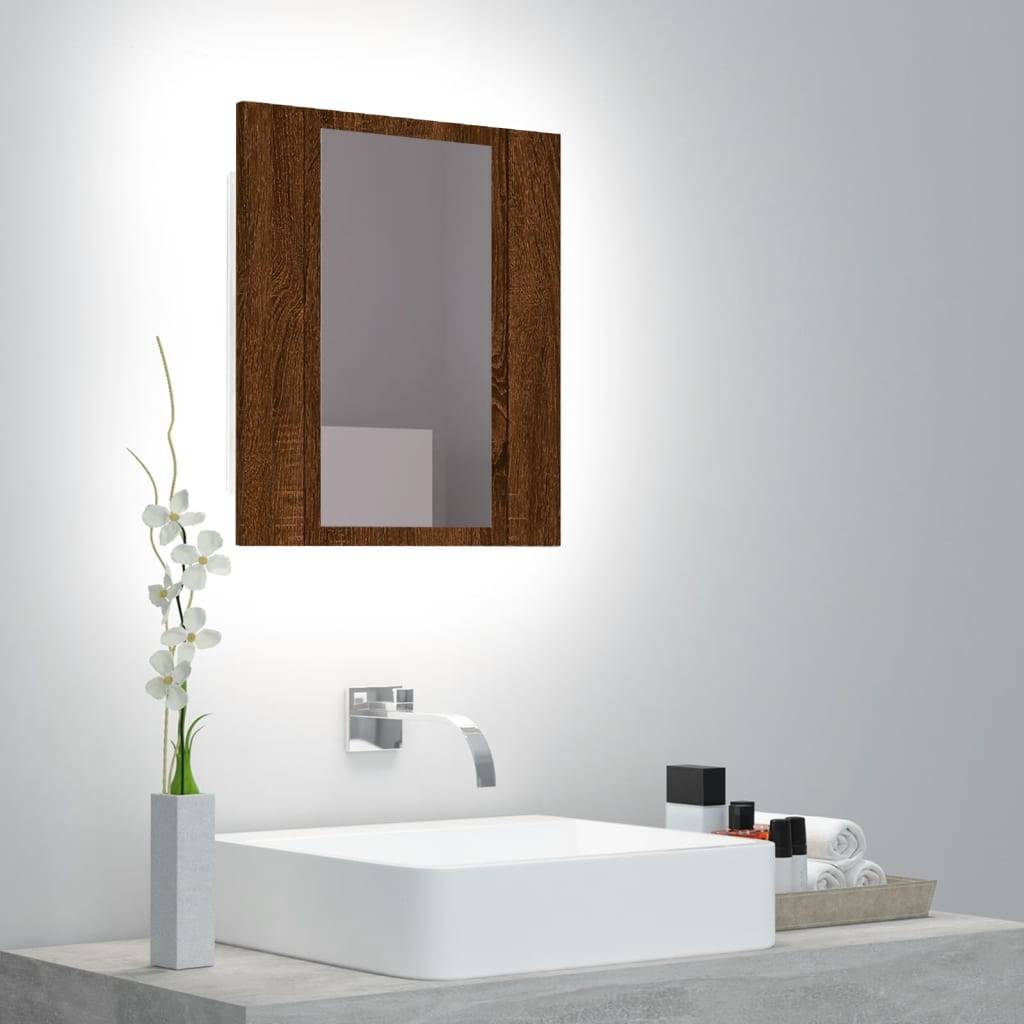 vidaXL LED-Spiegelschrank Braun Eichen-Optik 40x12x45 cm Holzwerkstoff