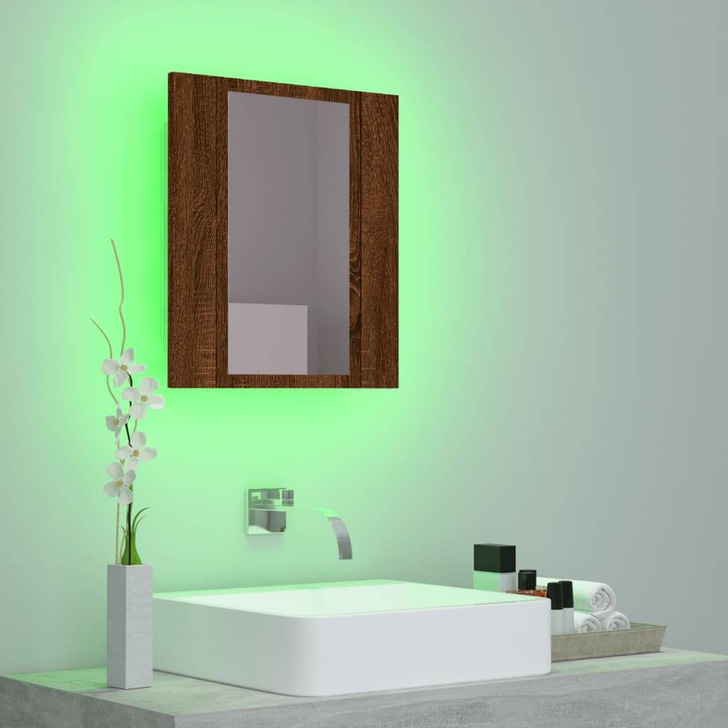 vidaXL LED-Spiegelschrank Braun Eichen-Optik 40x12x45 cm Holzwerkstoff
