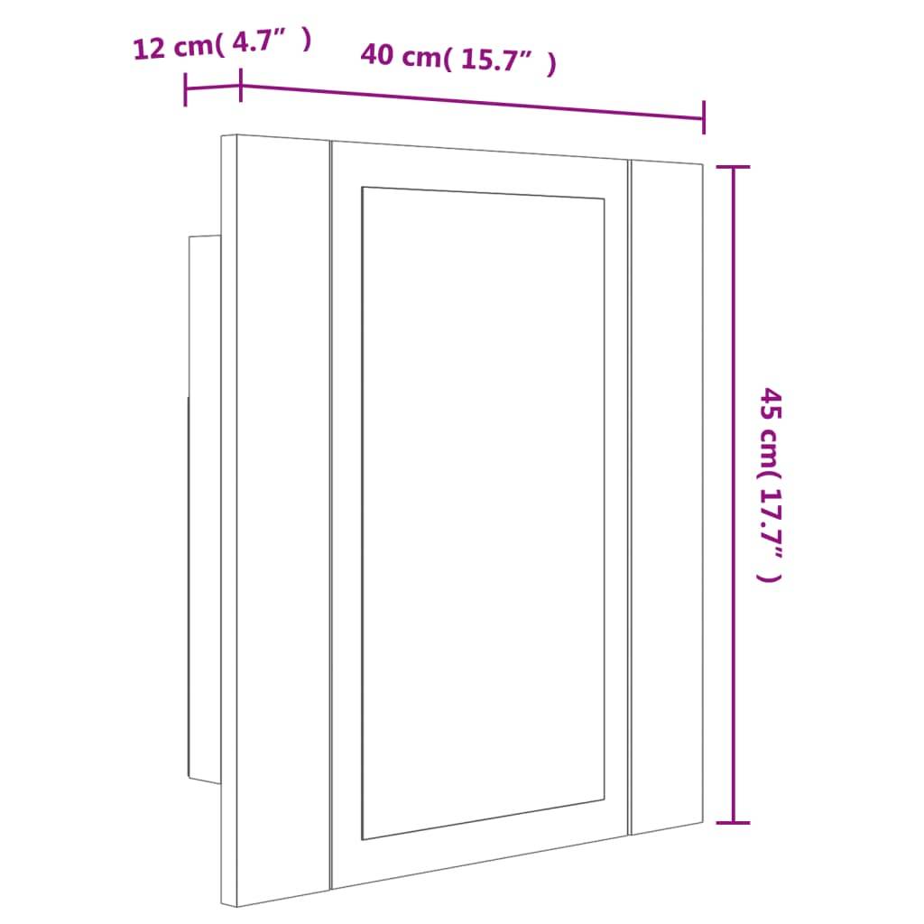 vidaXL LED-Spiegelschrank Braun Eichen-Optik 40x12x45 cm Holzwerkstoff
