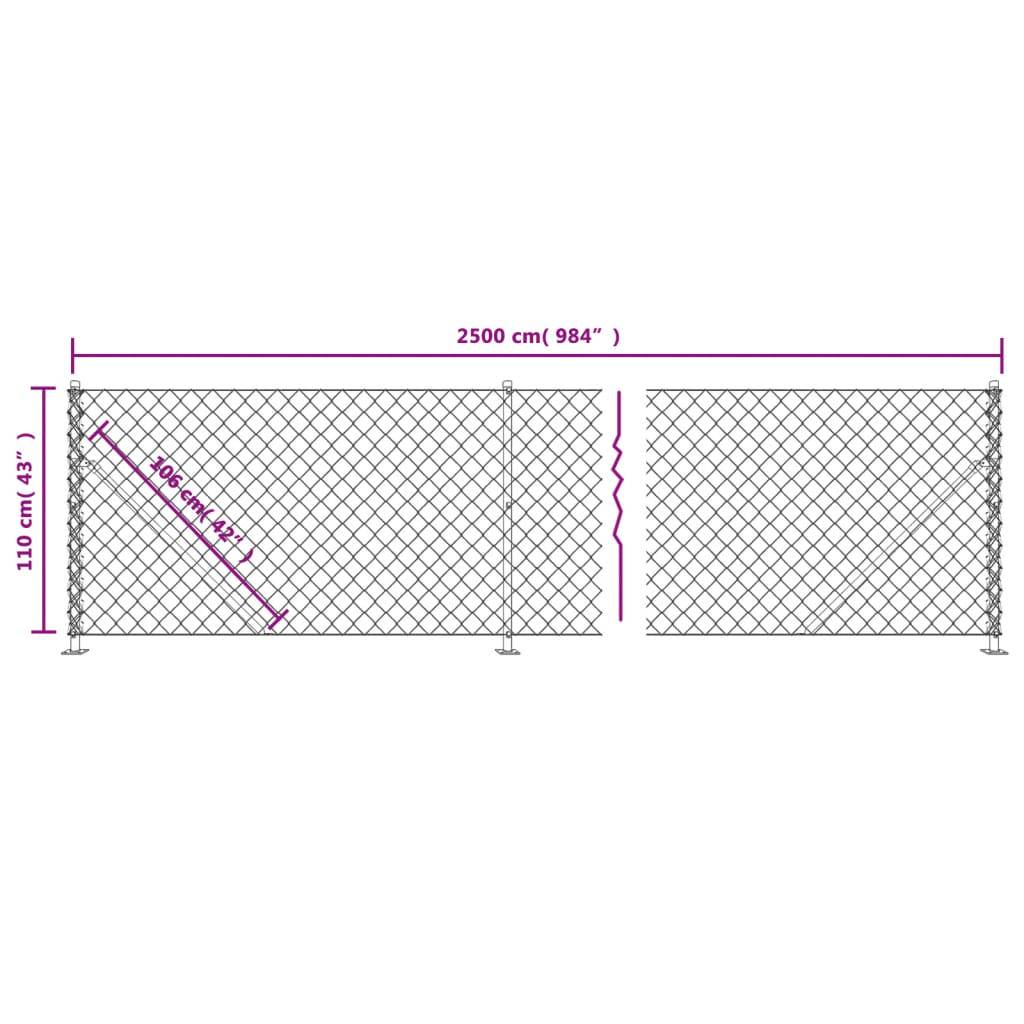 vidaXL Maschendrahtzaun mit Bodenflansch Grün 1,1x25 m
