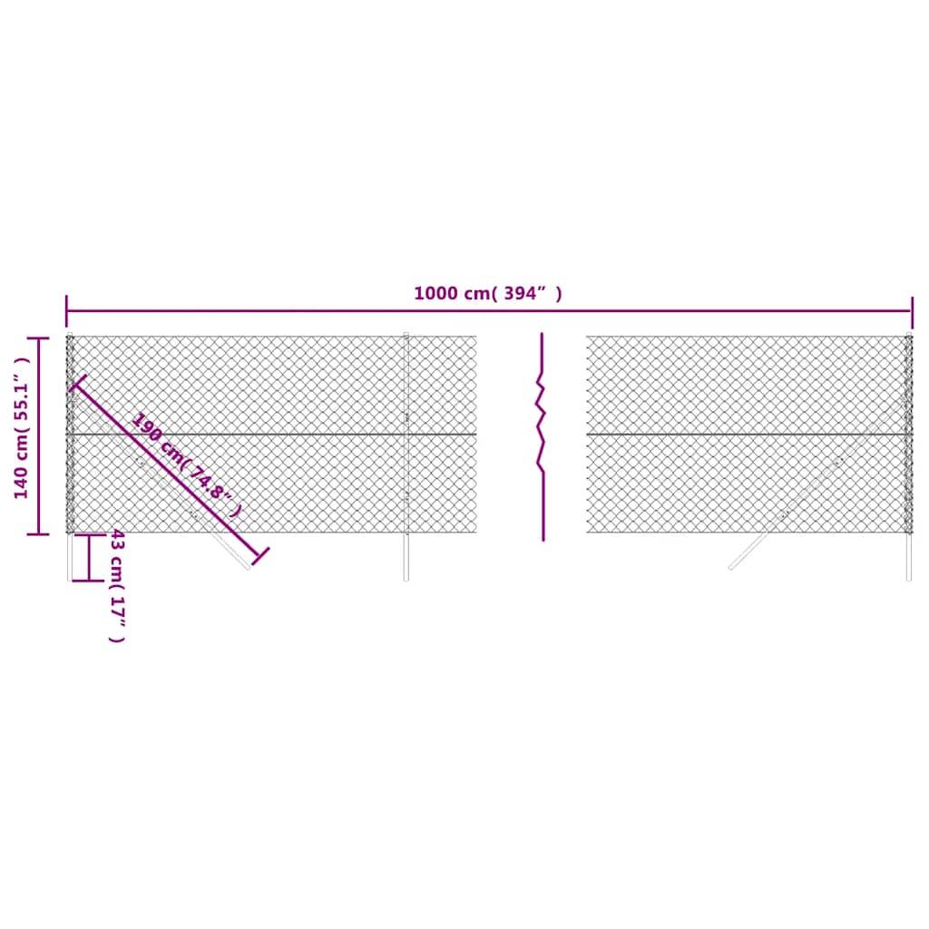 vidaXL Maschendrahtzaun Grün 1,4x10 m
