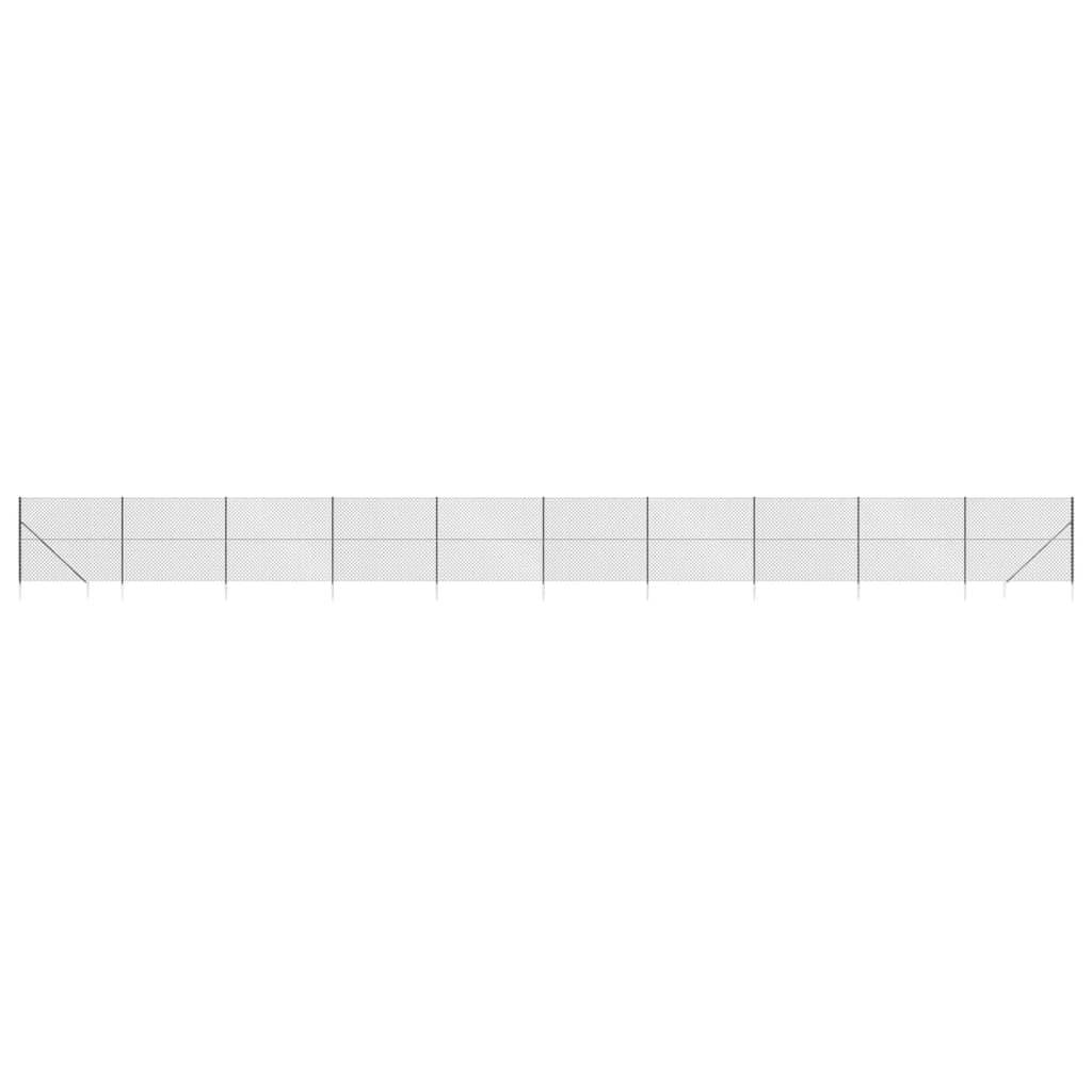 vidaXL Maschendrahtzaun mit Bodenhülsen Anthrazit 2x25 m