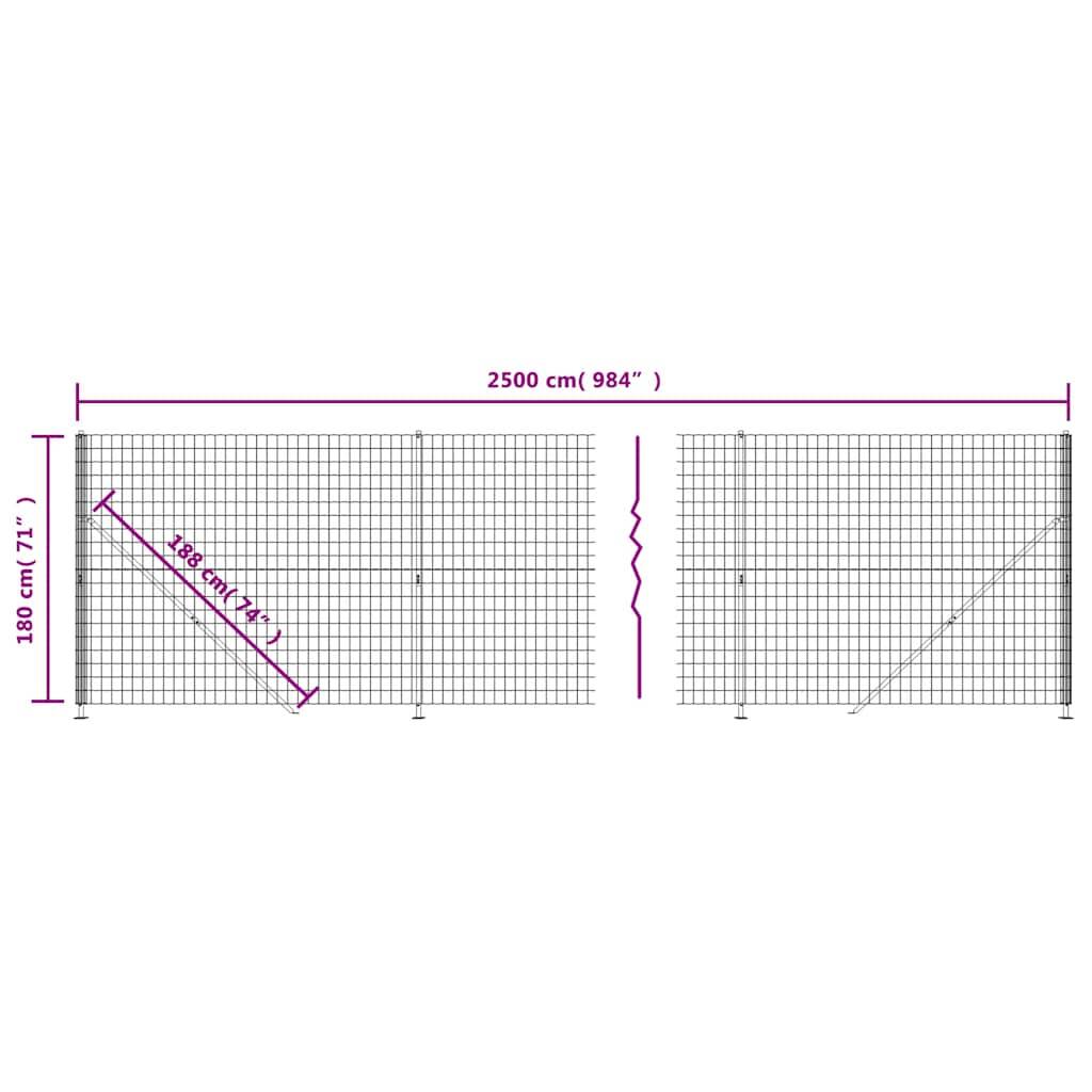 vidaXL Maschendrahtzaun mit Bodenflansch Anthrazit 1,8x25 m