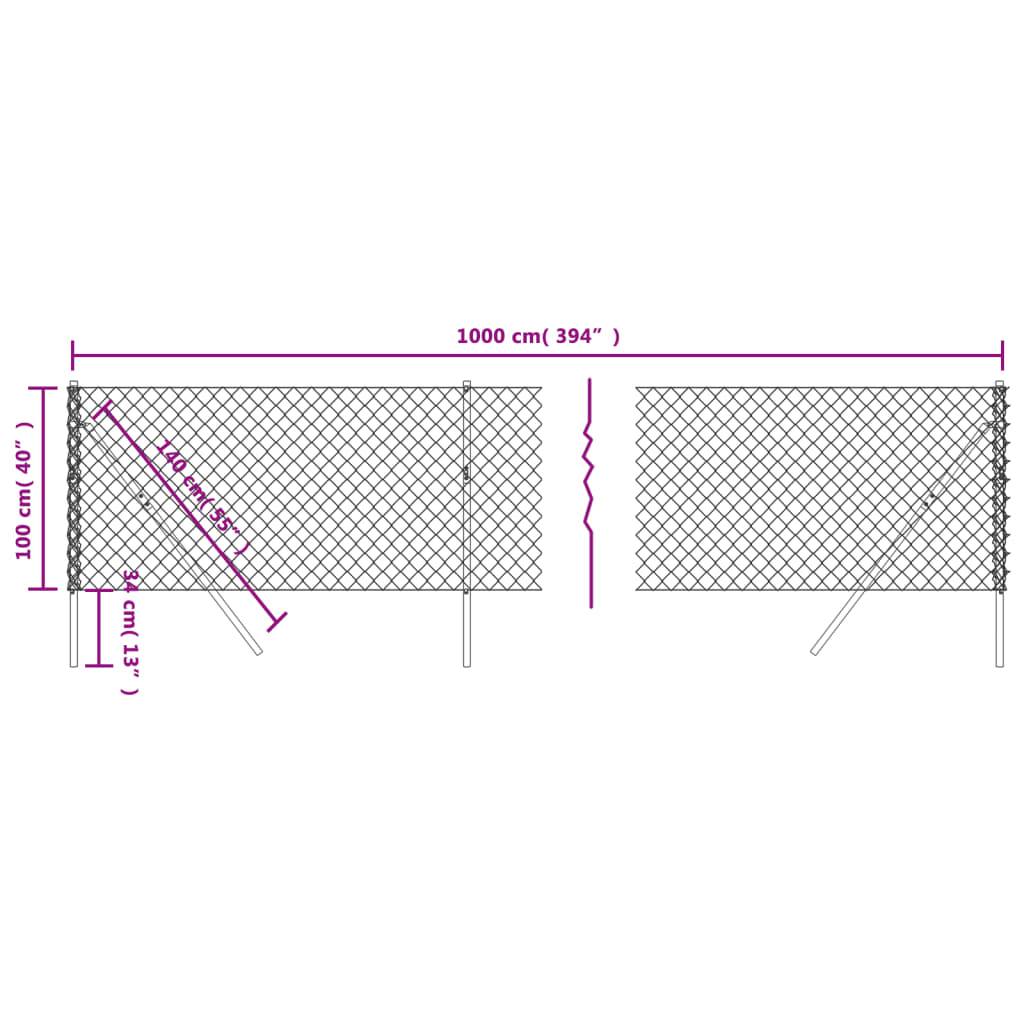 vidaXL Maschendrahtzaun Silbern 1x10 m
