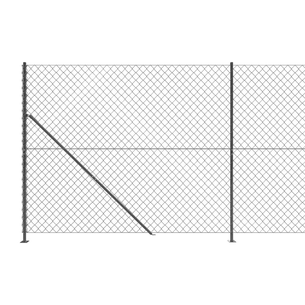 vidaXL Maschendrahtzaun mit Bodenflansch Anthrazit 1,6x25 m