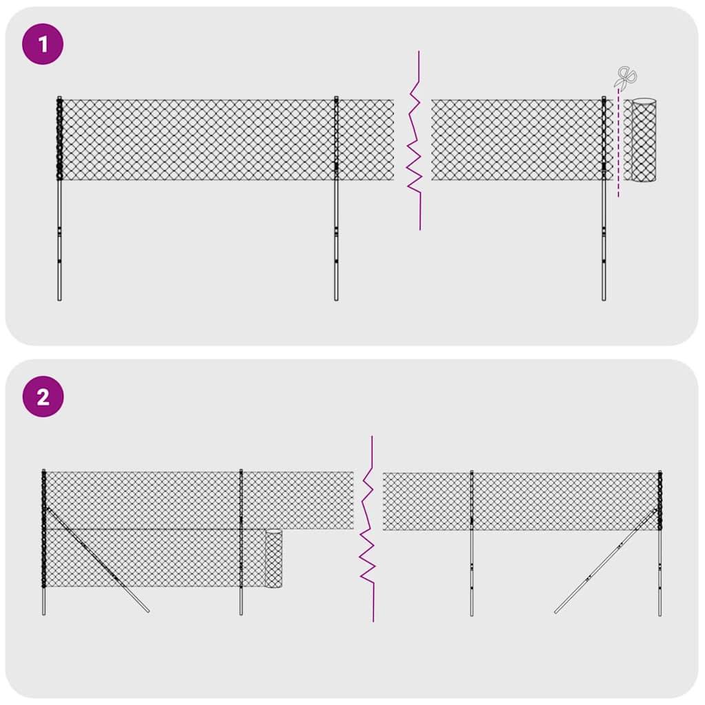 vidaXL Maschendrahtzaun Anthrazit 1,8x25 m Verzinkter Stahl