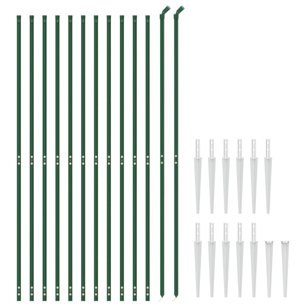 vidaXL Maschendrahtzaun mit Bodenhülsen Grün 1,6x25 m