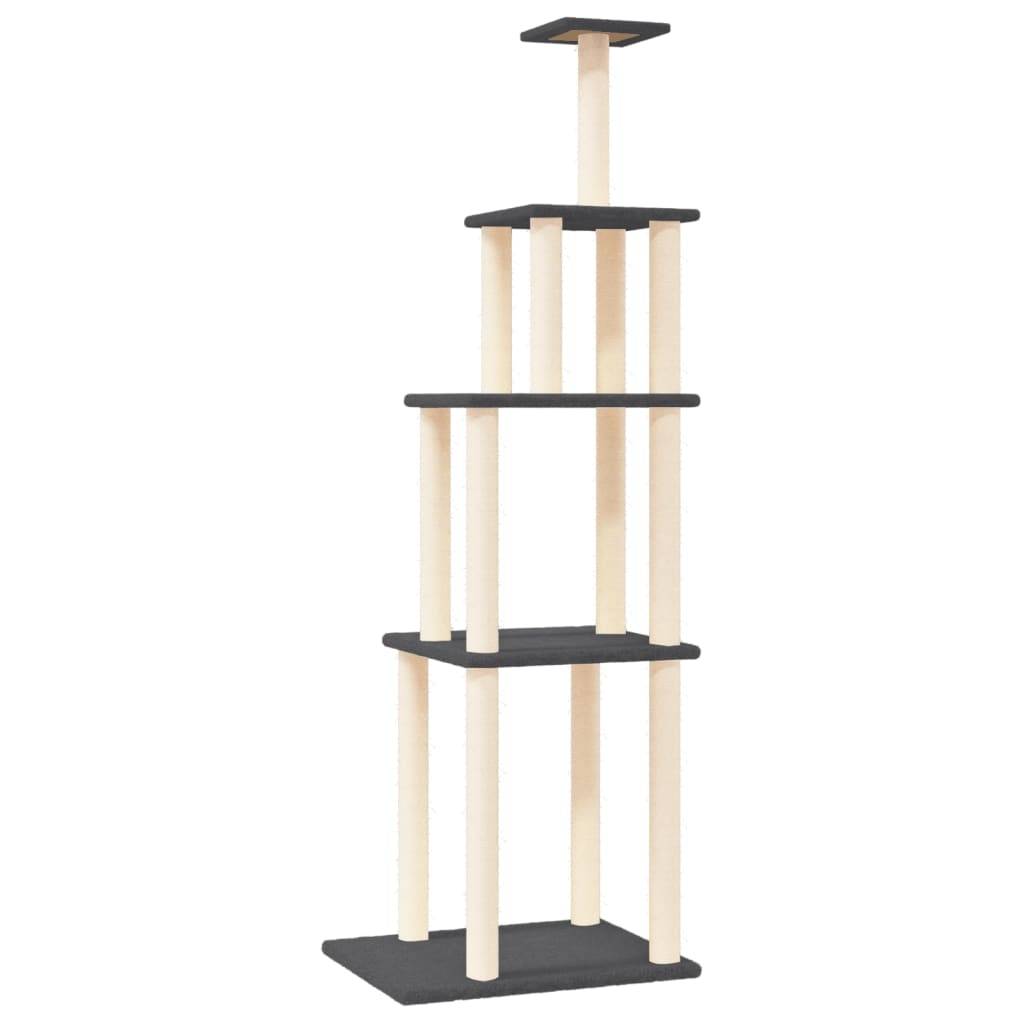 vidaXL Kratzbaum mit Sisal-Kratzsäulen Dunkelgrau 183 cm