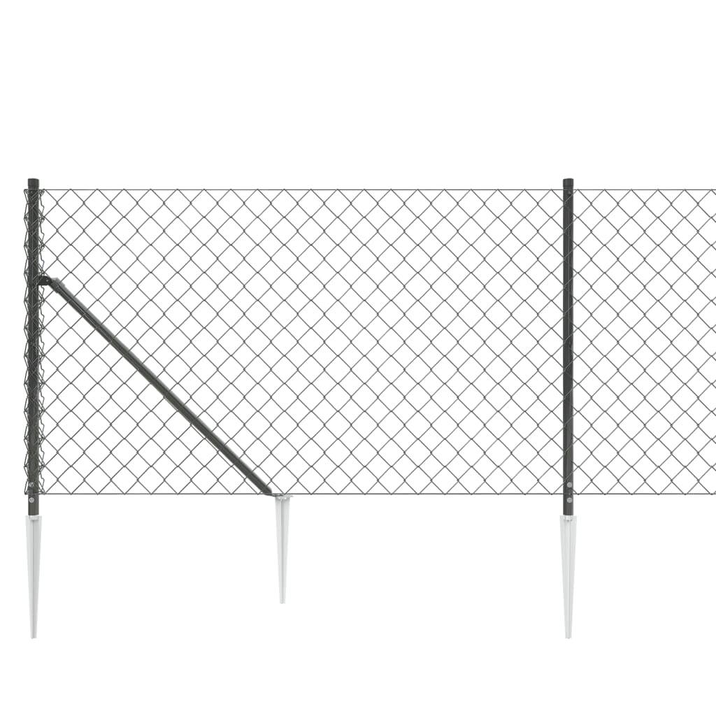 vidaXL Maschendrahtzaun mit Bodenhülsen Anthrazit 1,1x25 m