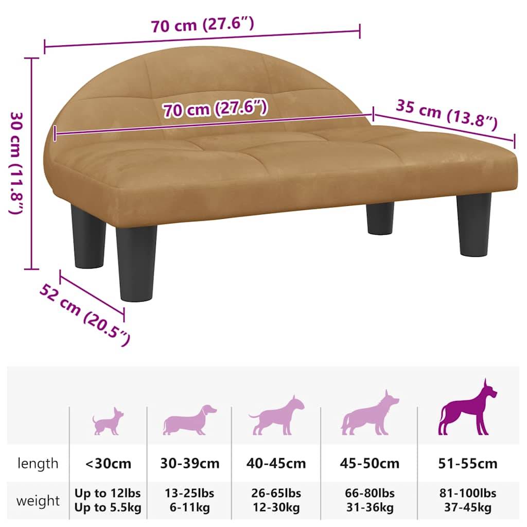 vidaXL Hundebett Braun 70x52x30 cm Samt
