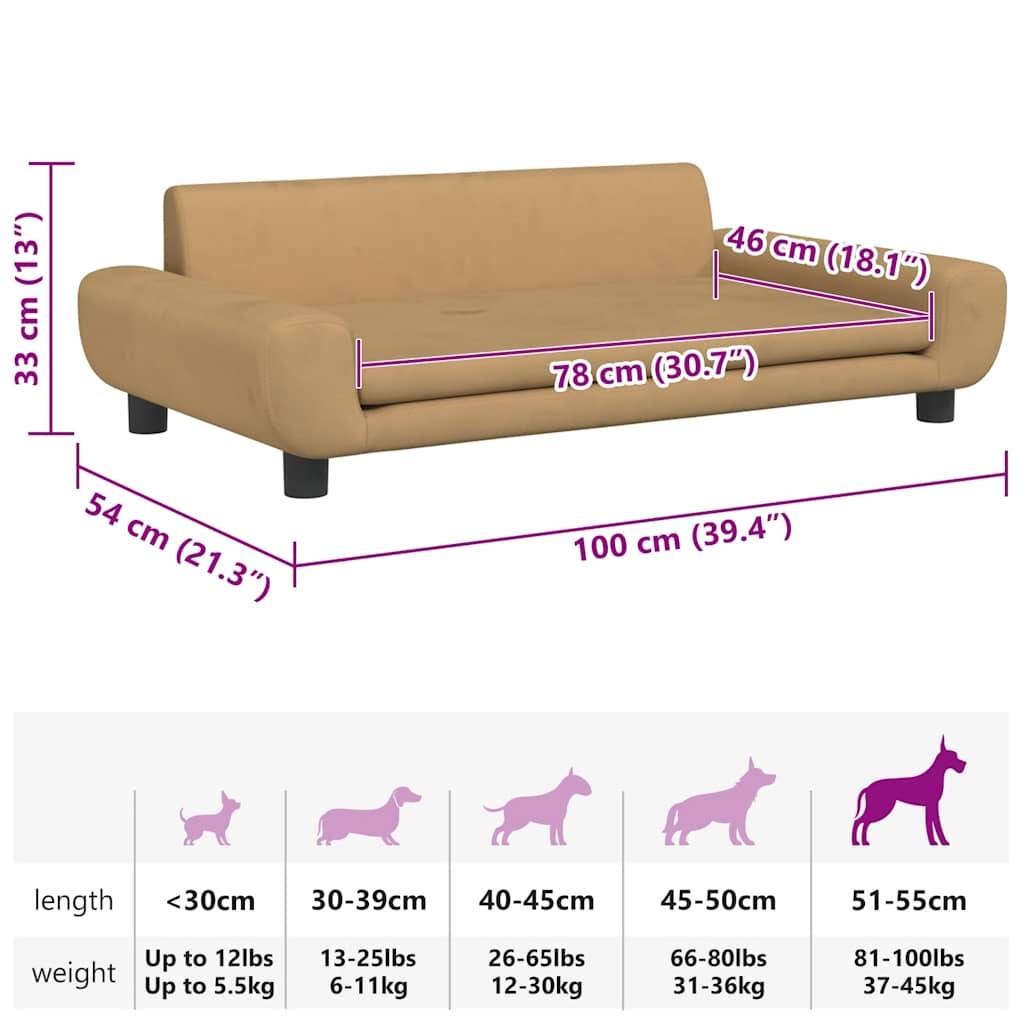 vidaXL Hundebett Braun 100x54x33 cm Samt