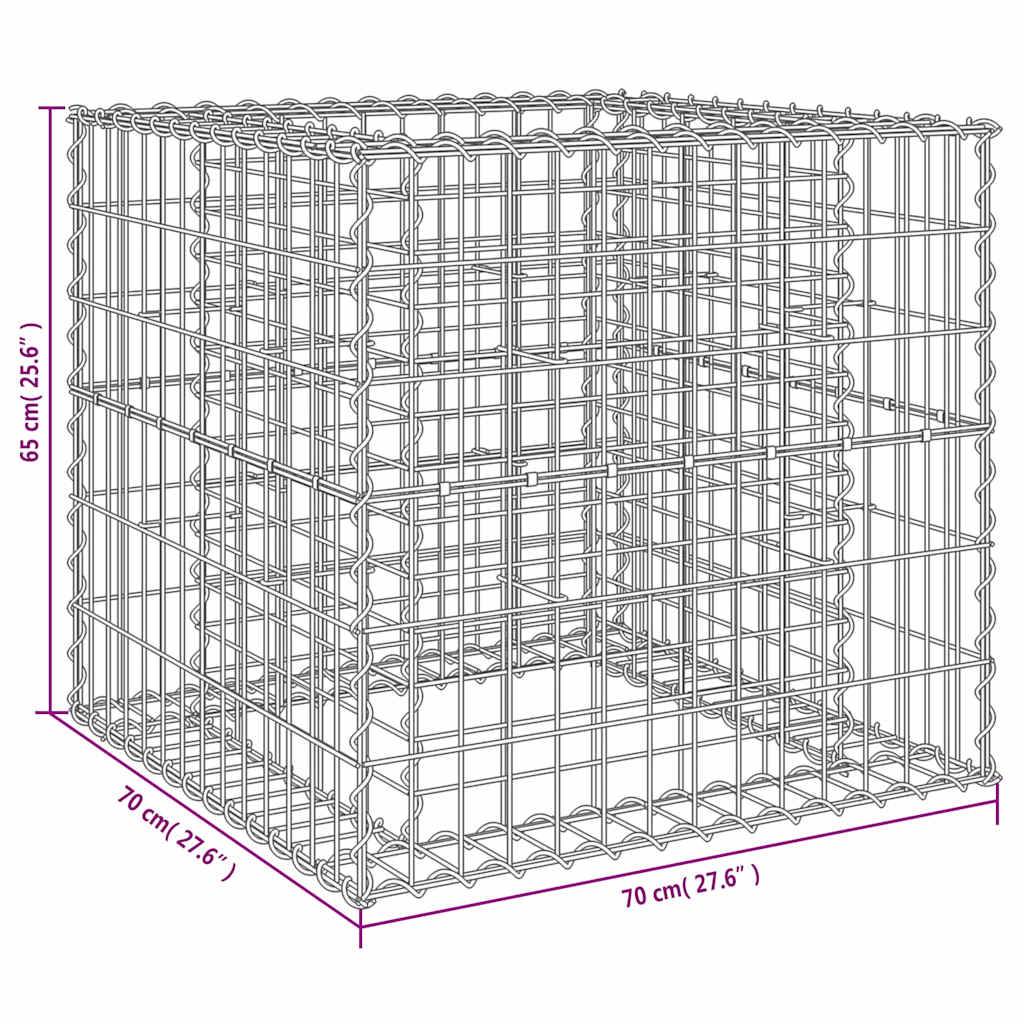 vidaXL Gabionenkorb Silbern 70x70x65 cm Verzinktes Eisen