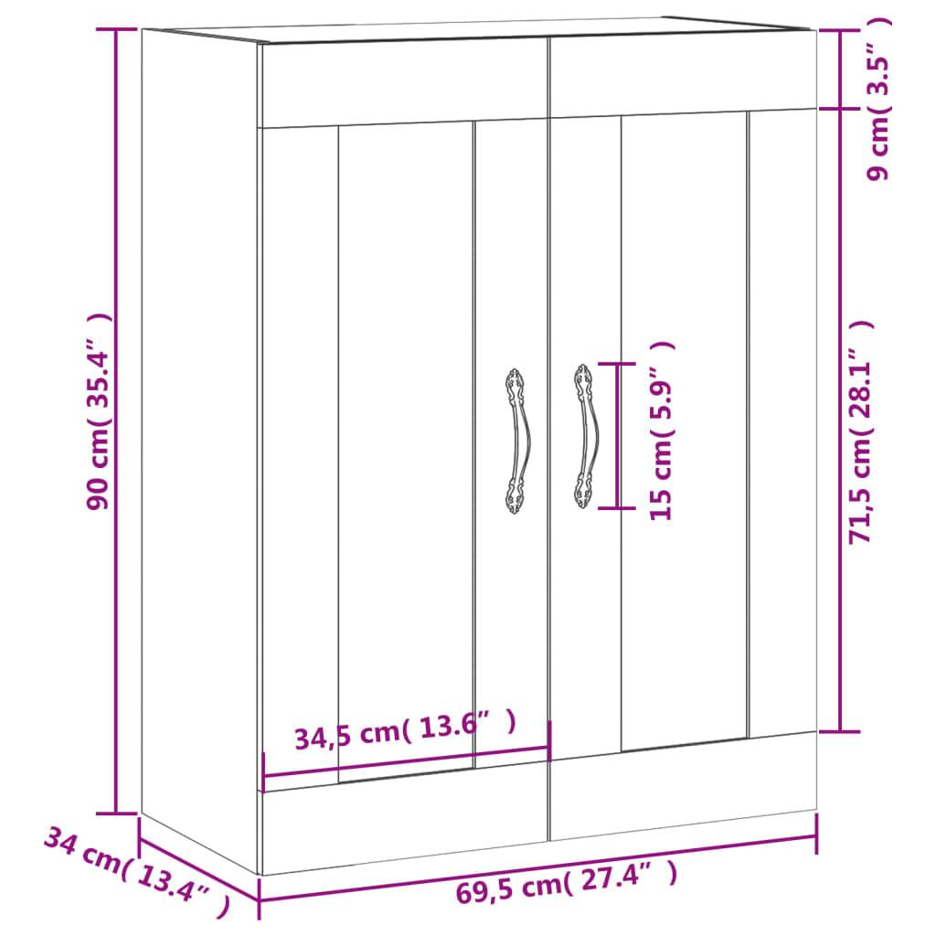 vidaXL Wandschrank Grau Sonoma 69,5x34x90 cm Holzwerkstoff