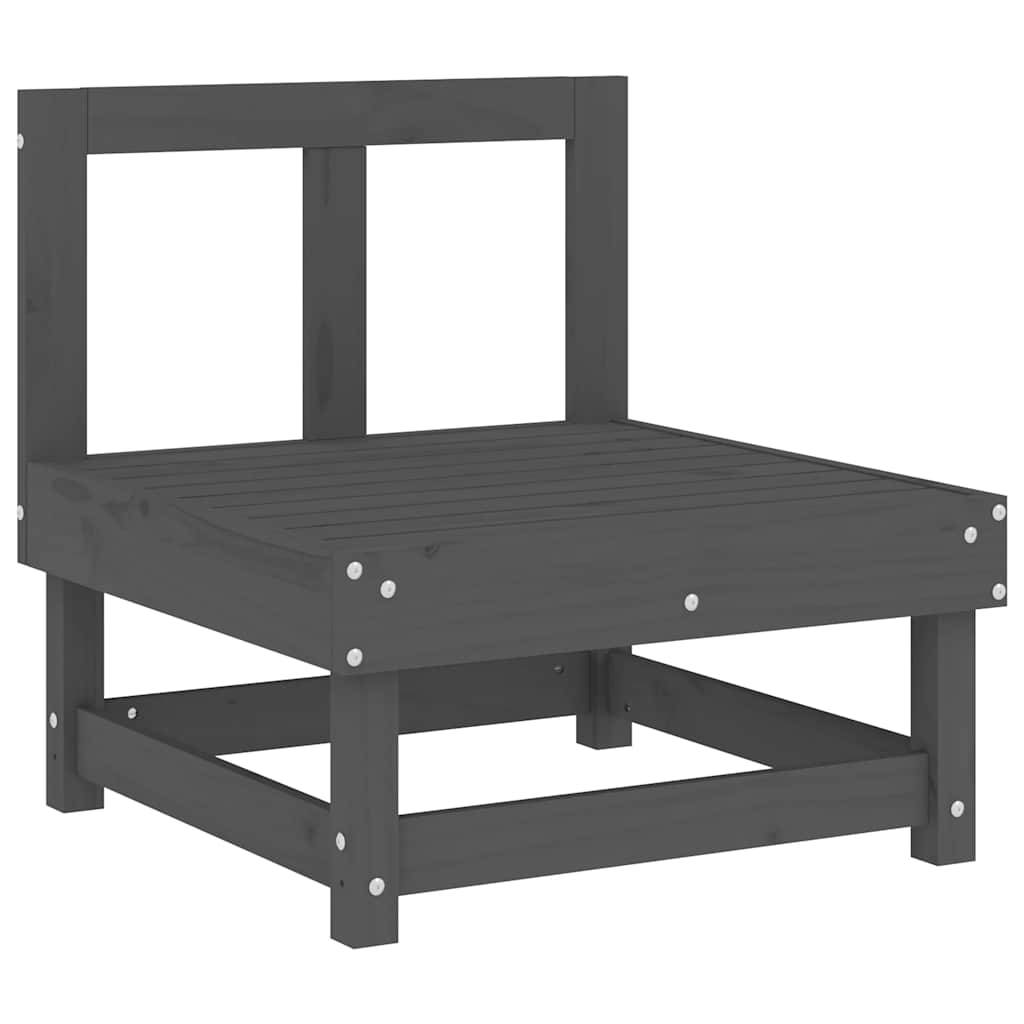 vidaXL Mittelsofa mit Kissen Grau Massivholz Kiefer