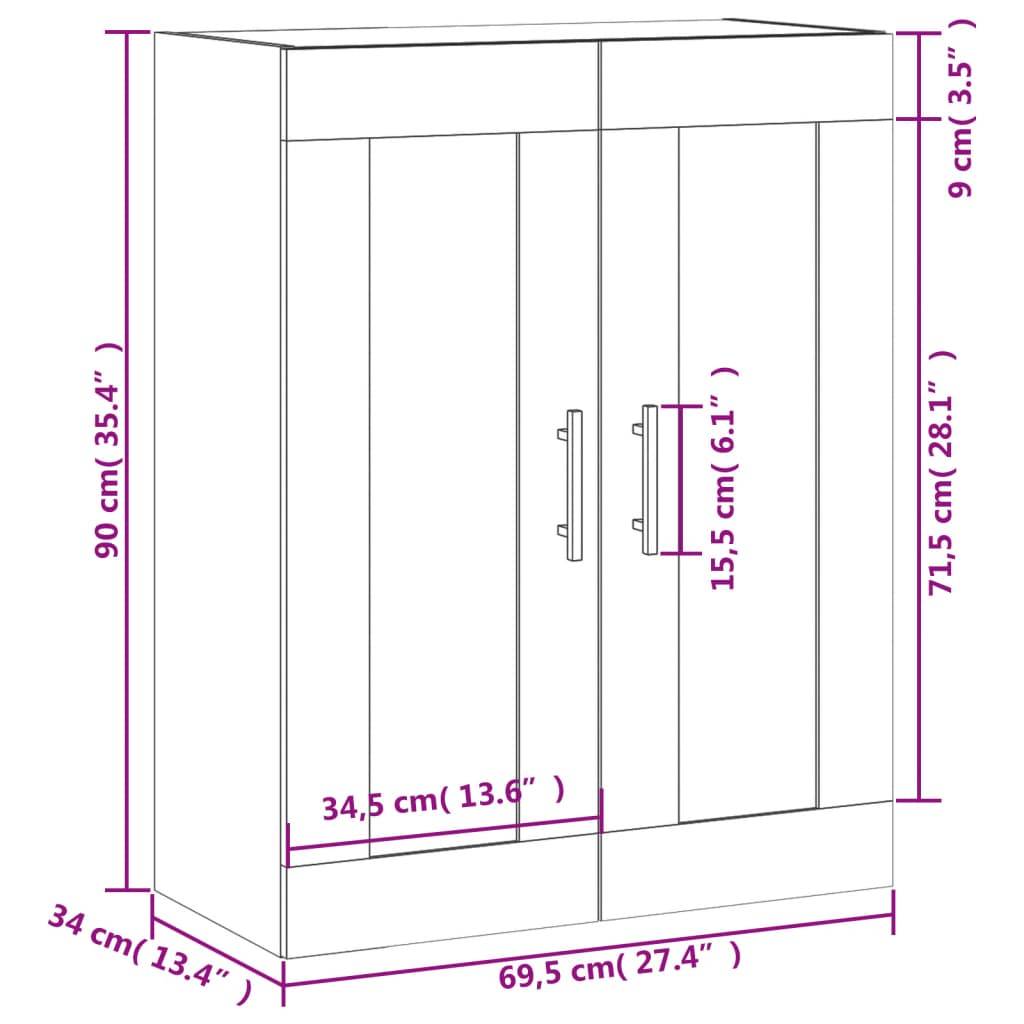 vidaXL Wandschrank Schwarz 69,5x34x90 cm Holzwerkstoff