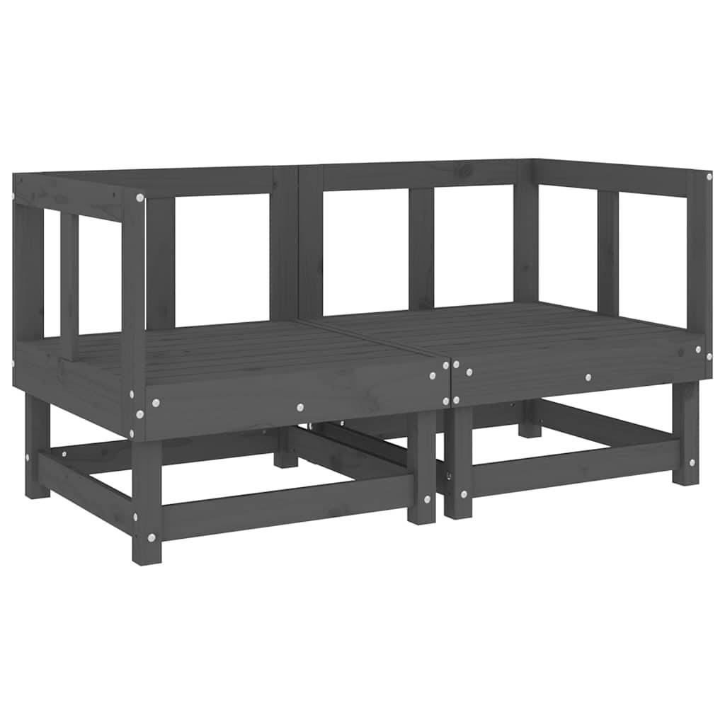 vidaXL Ecksofas mit Kissen 2 Stk. Grau Massivholz Kiefer