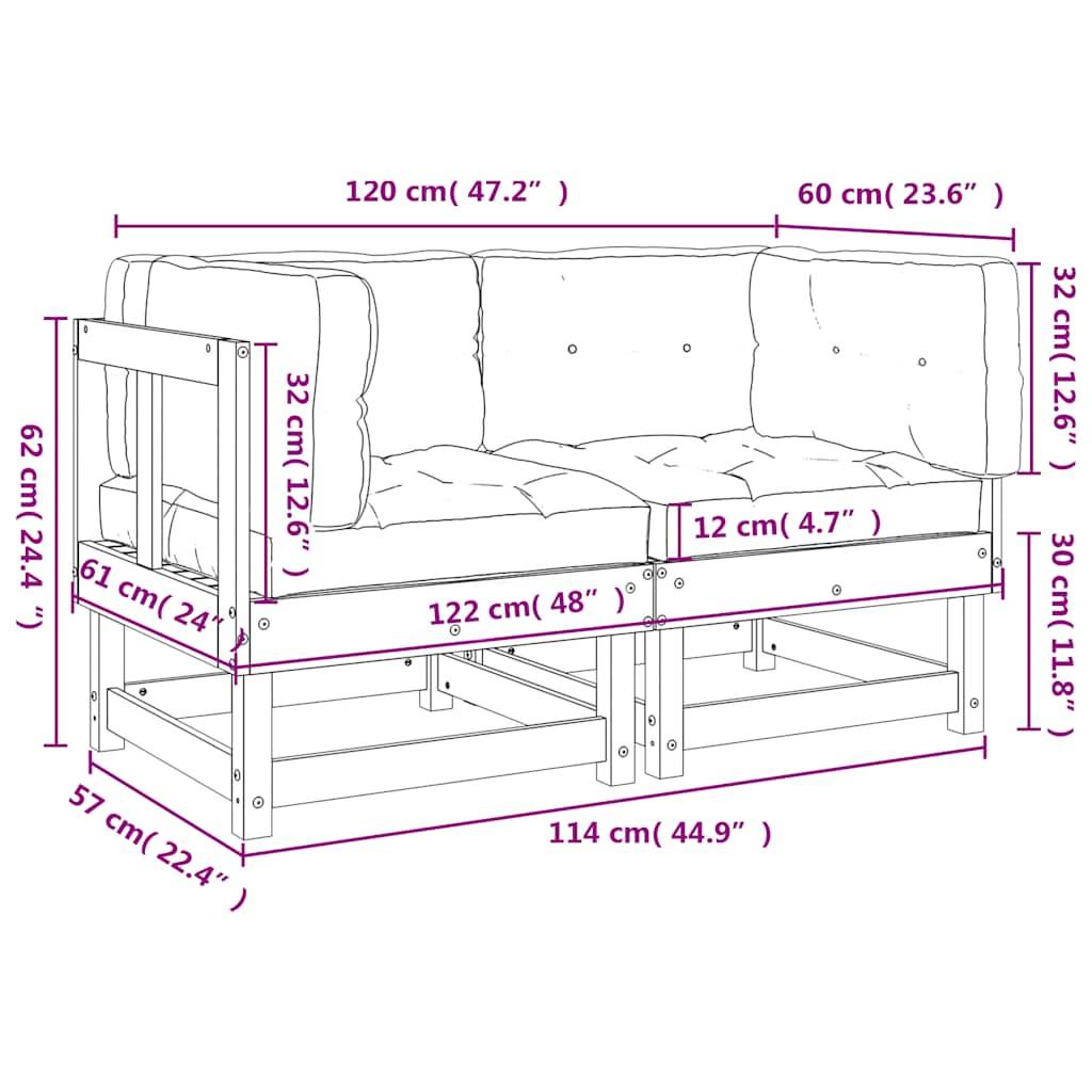 vidaXL Ecksofas mit Kissen 2 Stk. Kiefernholz Imprägniert