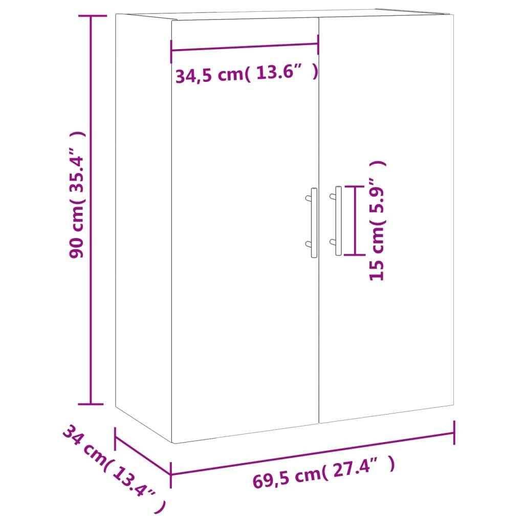 vidaXL Wandschrank Sonoma-Eiche 69,5x34x90 cm