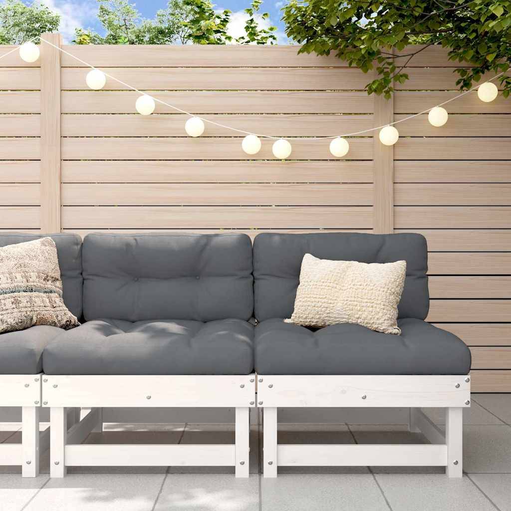 vidaXL Mittelsofas mit Kissen 2 Stk. Weiß Massivholz Kiefer