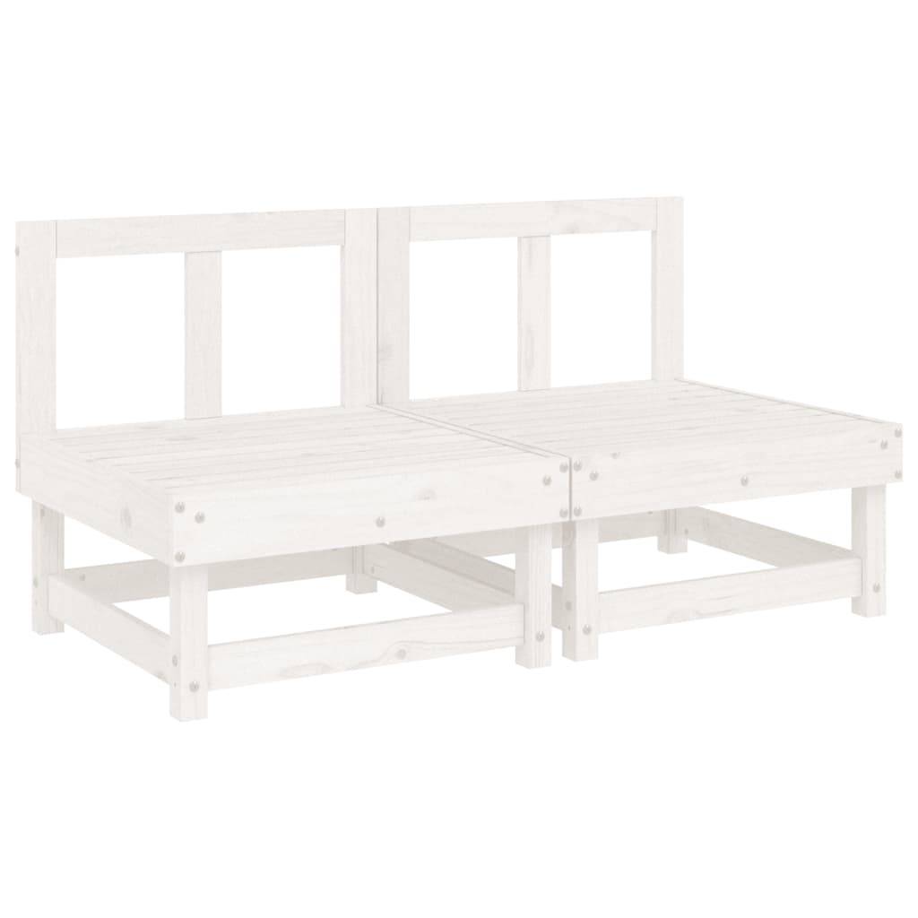 vidaXL Mittelsofas mit Kissen 2 Stk. Weiß Massivholz Kiefer