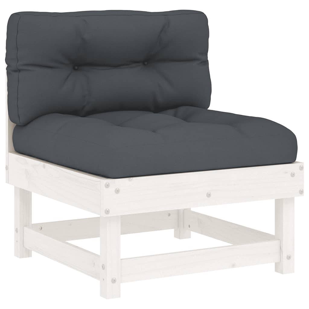 vidaXL Mittelsofas mit Kissen 2 Stk. Weiß Massivholz Kiefer