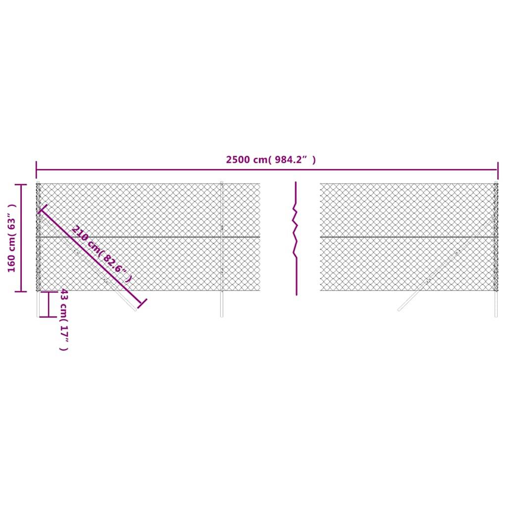 vidaXL Maschendrahtzaun Grün 1,6x25 m