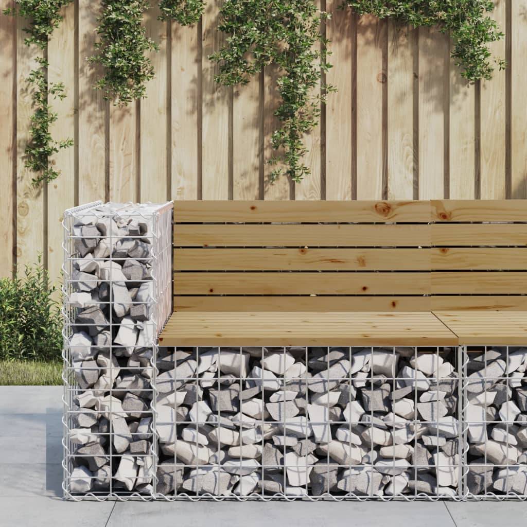 vidaXL Gartenbank aus Gabionen 92x71x65,5 cm Kiefernholz Imprägniert